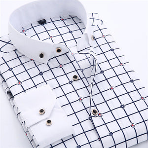 Big Size 4XL Men Dress Shirt 2016 New Arrival Long Sleeve Slim Fit Button Down Collar High Quality Printed Business Shirts M014