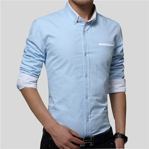 VISADA JAUNA 2017 New Men Shirts Business Long Sleeve Turn-down Collar 100% Cotton Male Shirt Slim Fit Popular Designs N837