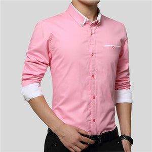 VISADA JAUNA 2017 New Men Shirts Business Long Sleeve Turn-down Collar 100% Cotton Male Shirt Slim Fit Popular Designs N837