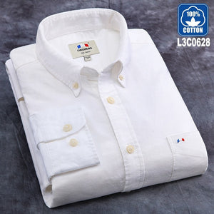 Langmeng 2017 brand 100% cotton solid striped shirt men spring casual shirts oxford dress shirt camisa masculina white black