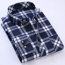 Men's Long Sleeve Contrast Bold Plaid Brushed Shirt with Left Chest Pocket Slim-fit Comfortable Soft Work Casual Flannel Shirts