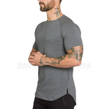 Brand gyms clothing fitness t shirt men fashion extend hip hop summer short sleeve t-shirt cotton bodybuilding muscle guys Brand